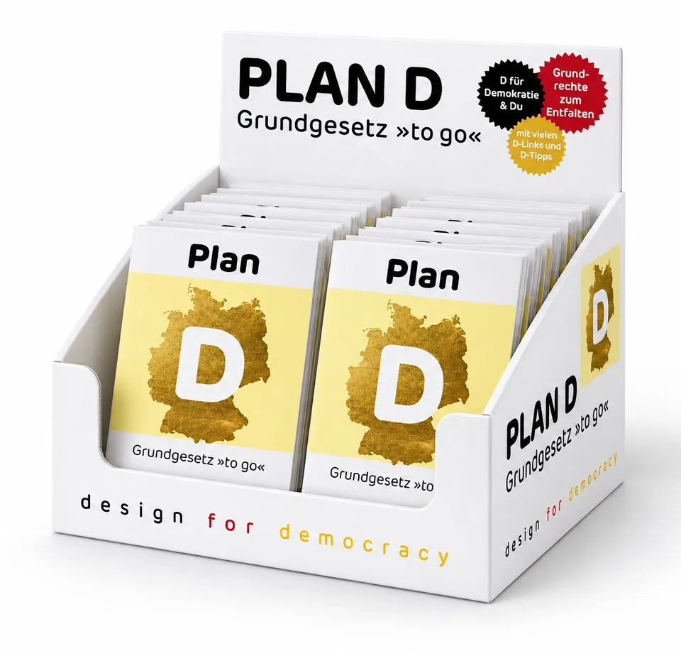 Plan D – Grundgesetz to go im Verkaufsdisplay