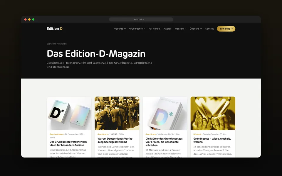 Magazin der Edition D mit Beiträgen rund ums Grundgesetz
