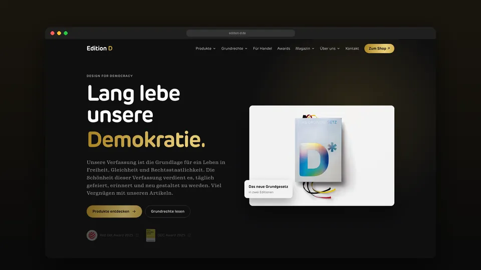 Startseite der neuen Edition-D-Website im Browser