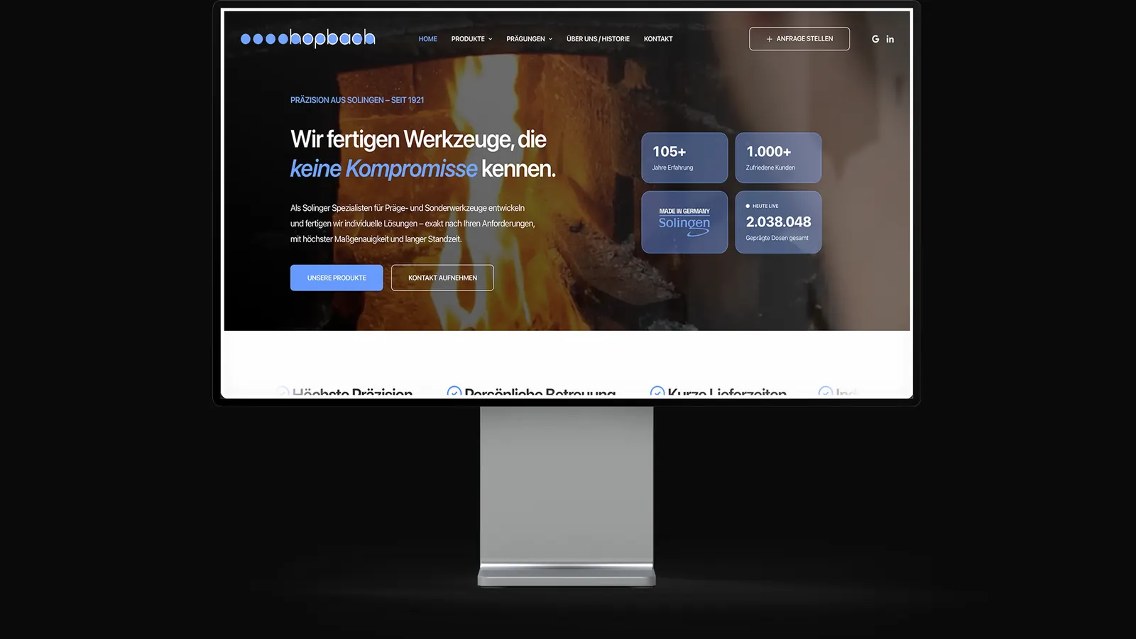Nachher: neue Website Hopbach