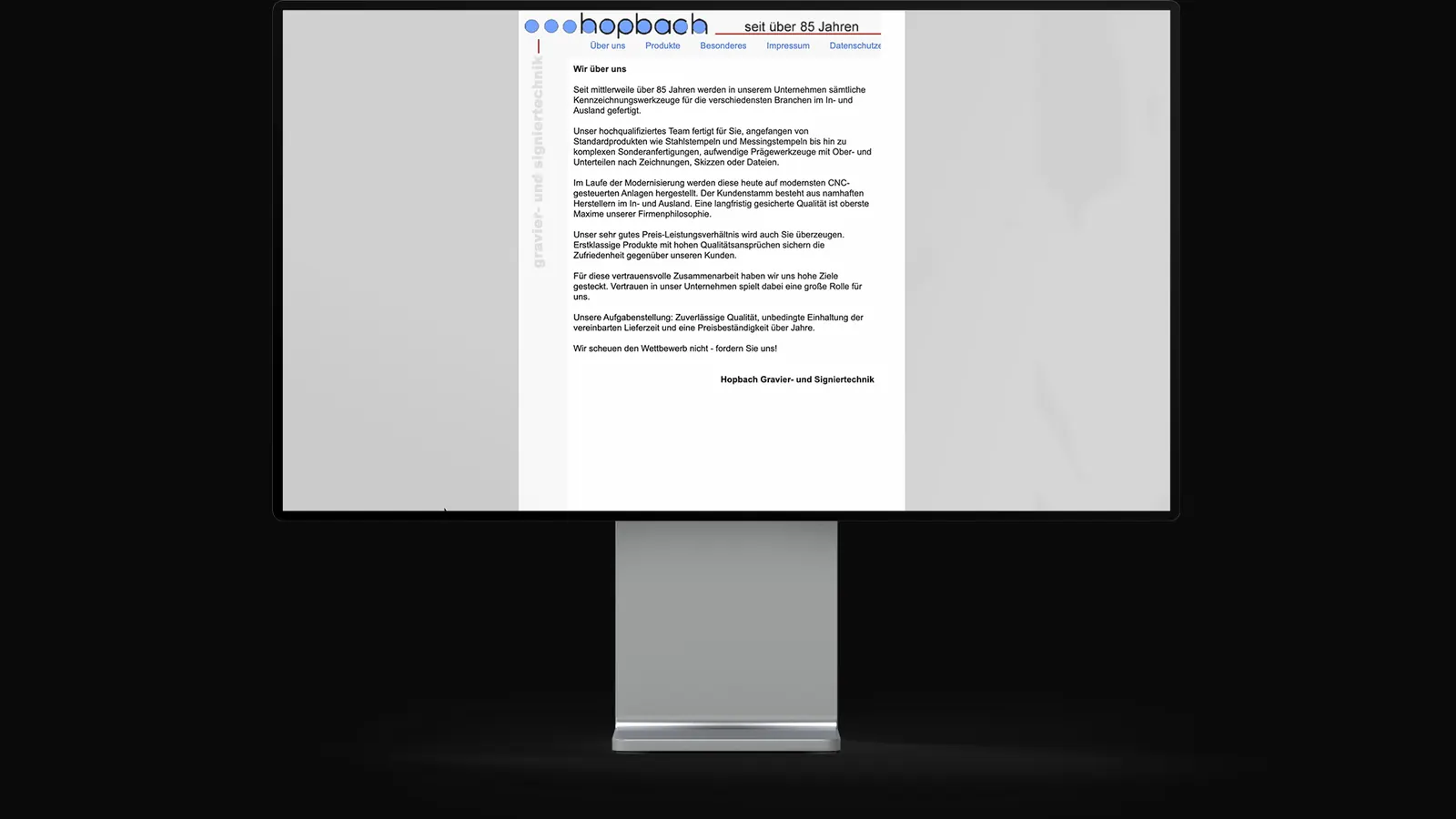 Vorher: alte Website Hopbach