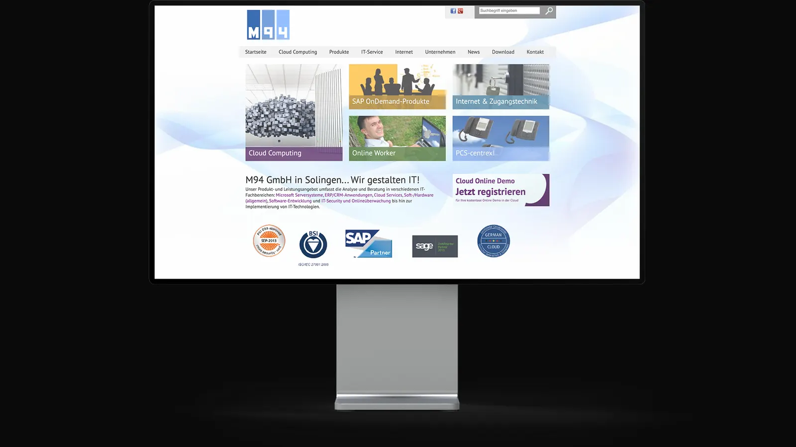 Vorher: alte Website M94 GmbH